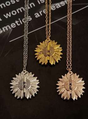 Jewelry Alloy Flower Sunflower Necklace Double Lettering Ope
