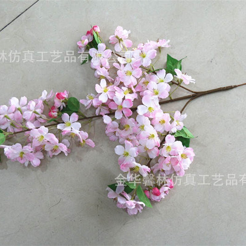 3叉精品海棠花仿真花绿景园林装饰花材假花绢花西府海棠梨花海棠