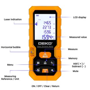 DEKO DKLD05 Handheld Laser Distance Meter 40M 60M 80M 100M M