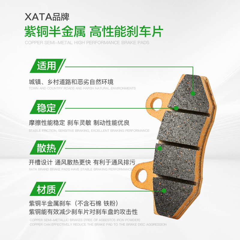 XATA半金属刹车片九号9号E200P E125 E100电动车踏板车改装碟刹皮