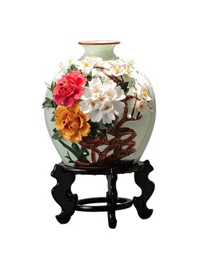 富贵花开陶瓷摆件家居客厅新中式玄关装饰大乔迁新居礼品搬家礼物