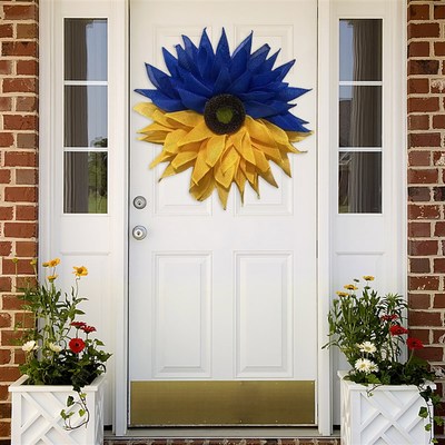 Yellow And Blue Sunflower Wreaths Yellow Blue Artificial