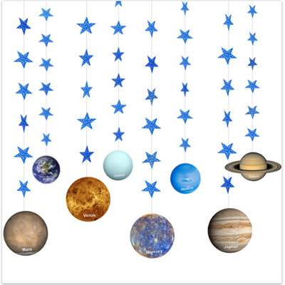 Universe Eight Planets Garlands Night Starry Sky Theme Banne