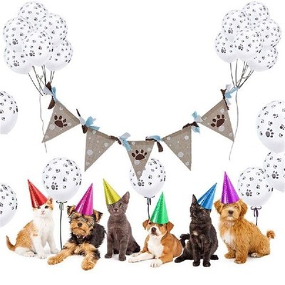 Faion Pet Dog Cat Party Banner String Burlap Flag