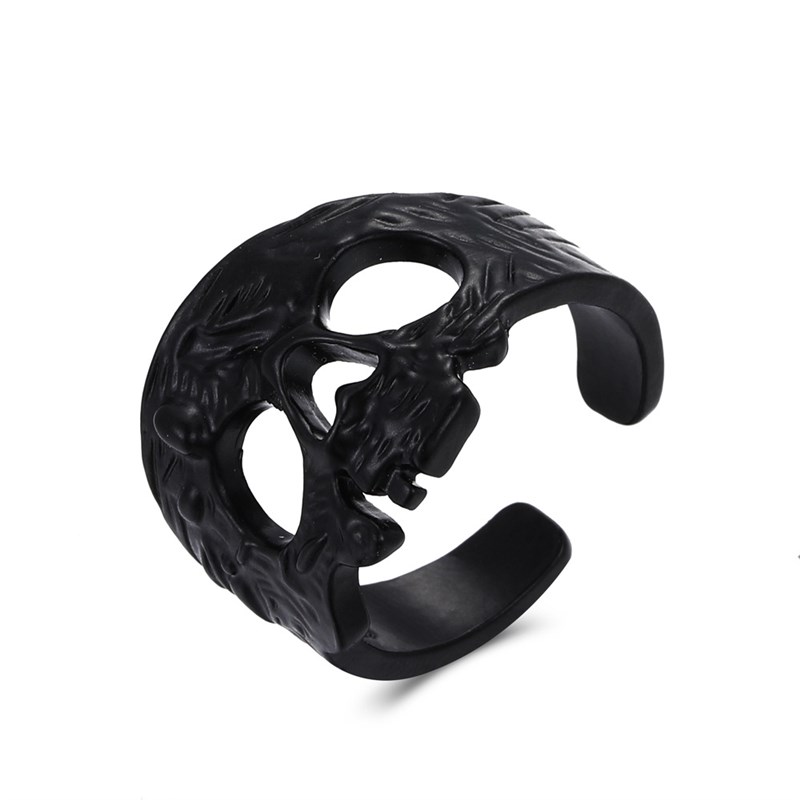 ins style gothic retro grimace ring tend hip-hop open geomet