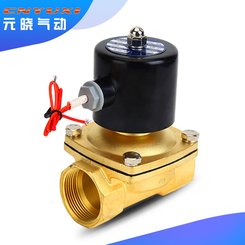 全铜水阀电磁阀2W350-35 DN32 1.2寸开关排水阀气阀控制阀24V220V