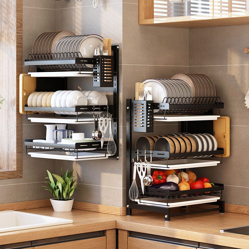 厨房置物架沥水架挂墙壁挂式筷子餐具沥水架收纳架多层台式碗架