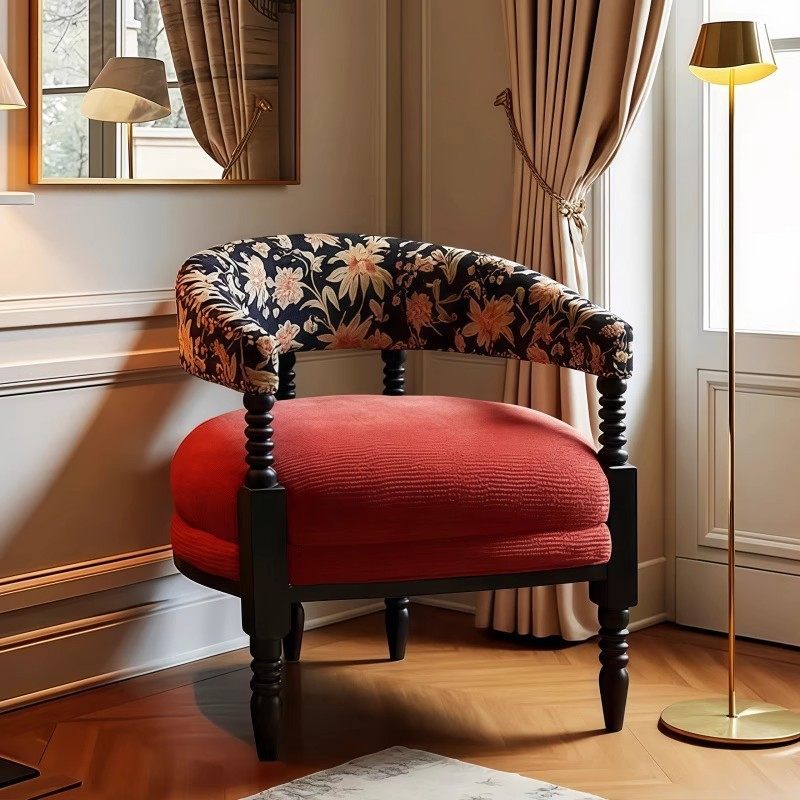 法式复古单人沙发椅设计师小户型家用卧室客厅美式实木萝西休闲椅,电子元器件市场,电线扎带/束线带,淘宝优惠券,粉丝福利购,淘宝优惠卷