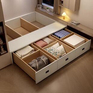 实木床箱体无床头抽屉侧开储物收纳高箱床简约白色小户型床榻榻米