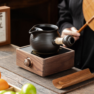 围炉煮茶罐罐侧把茶壶复古烧水壶耐高温电陶炉室内室外烤奶煮茶器
