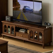 北美黑胡桃木实木电视柜茶几组合 北欧简约客厅家用视听柜中古风