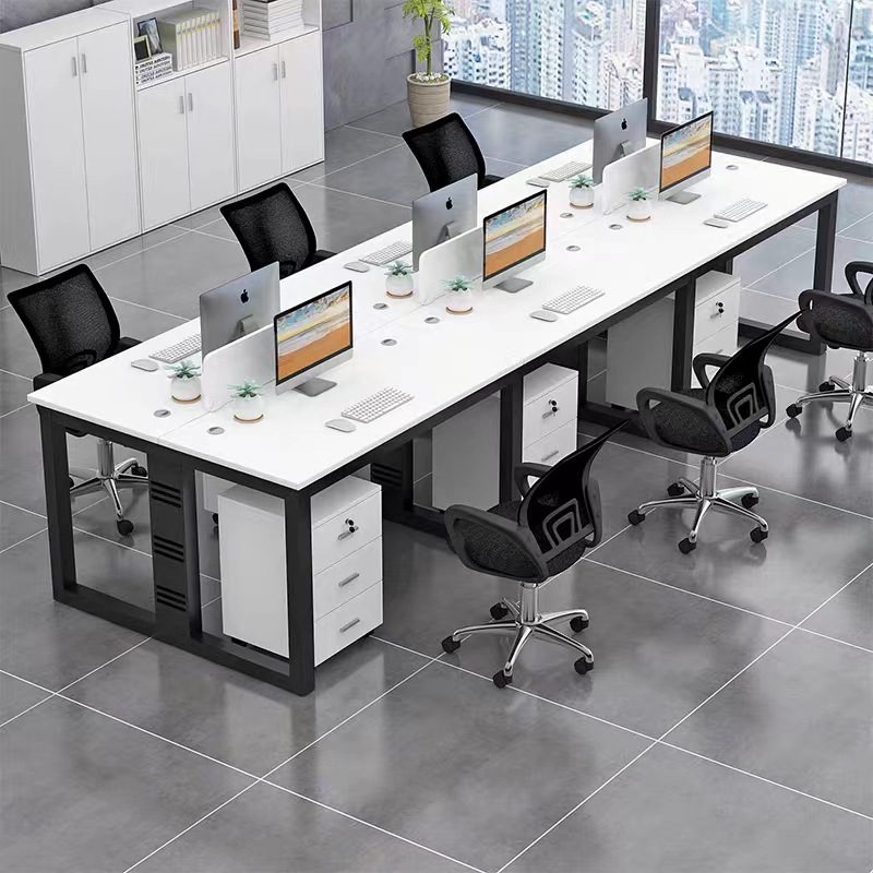 简约现代职员办公桌员工位4/6四人位桌椅组合电脑桌屏风卡座厂家