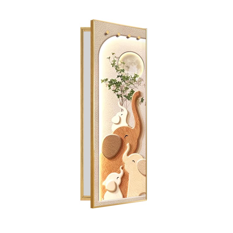 奶油风大象隐f形推拉全身镜玄关暗藏式翻开门穿衣镜带挂钩镜子挂