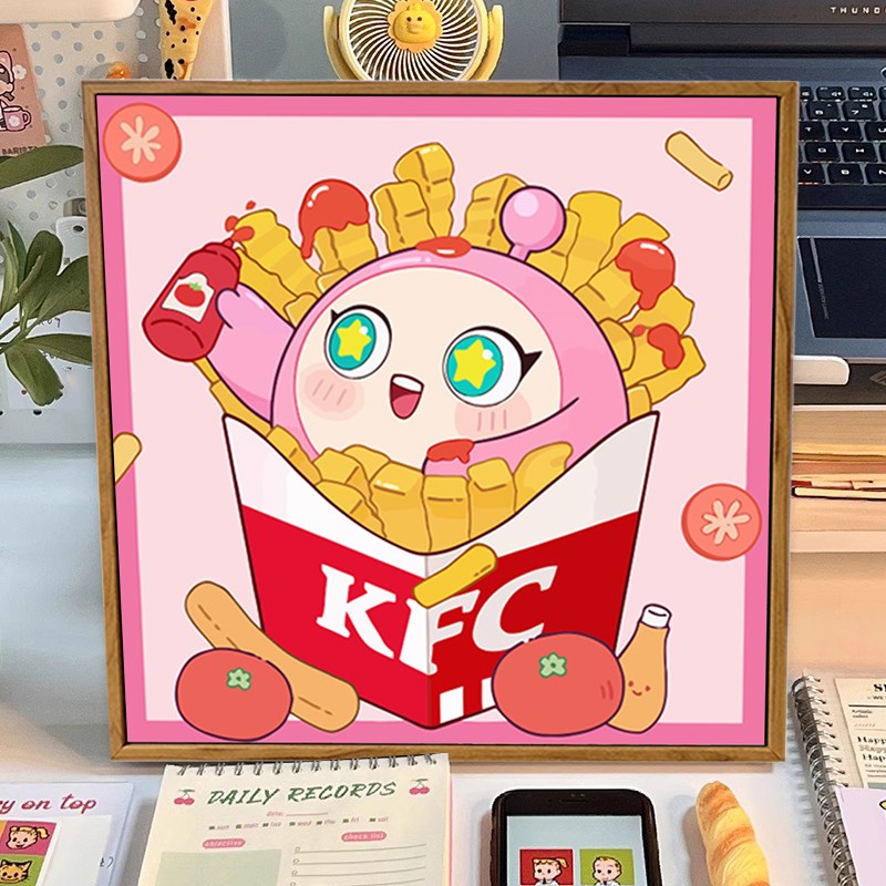 新年蛋仔派对数字油画DIY儿童手工G绘填充涂色丙烯油彩卡通装饰画图片