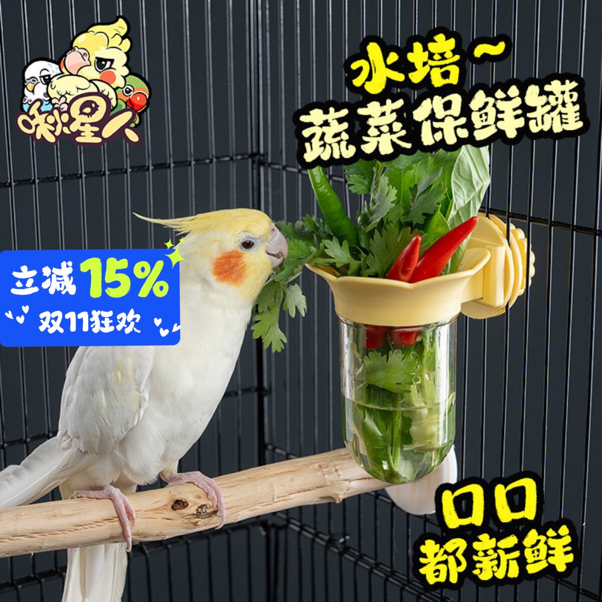 鹦鹉水培瓶蔬菜豆苗保鲜罐玄凤牡丹和尚花插水果喂食器用品配件