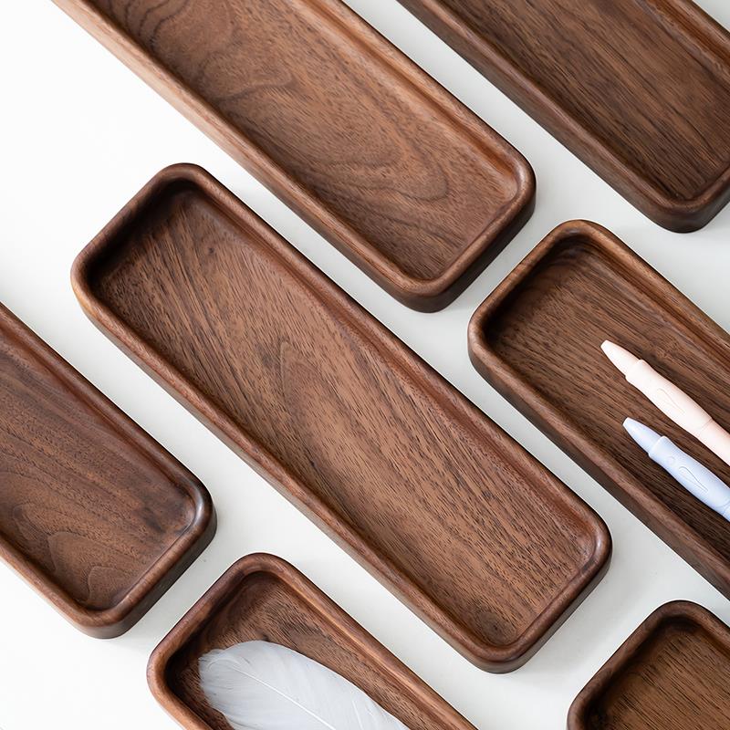 浮霞木坊整木北美黑胡桃木实木笔盒日式木盒杂物收纳盒无盖储物盒