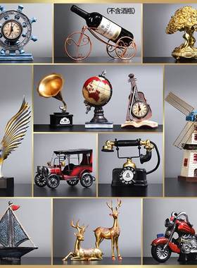 酒柜家居装饰品创意摆件桌面电视柜玄关办公桌轻奢高档书架新中式