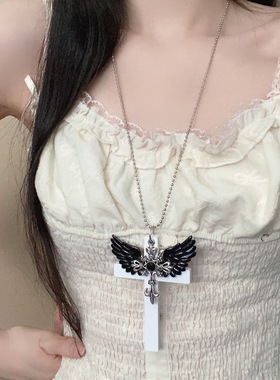 【羊悠悠】蕾蕾哥特风亚文化y2k颈链新潮天使十字架毛衣链