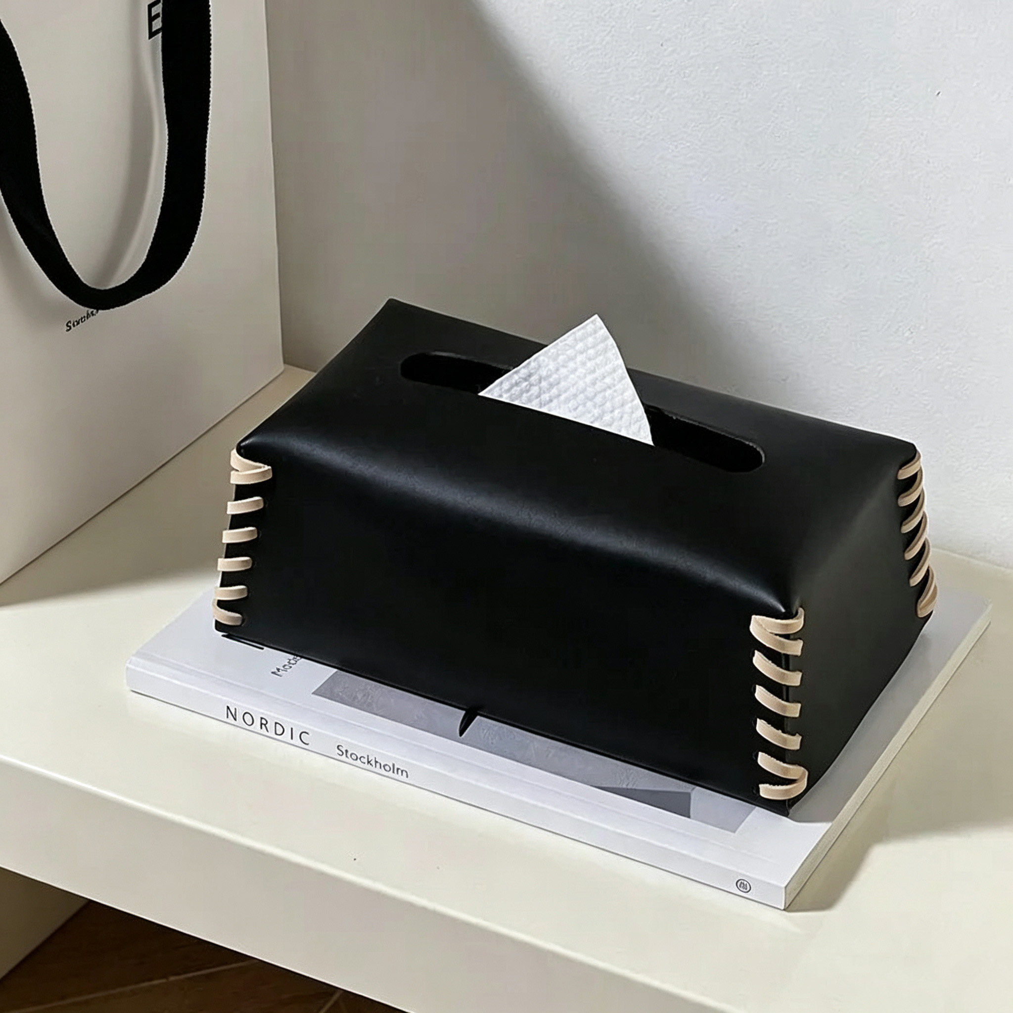 轻奢高级感皮革手工编织纸巾盒客厅茶几抽纸盒餐桌面软装饰品摆件
