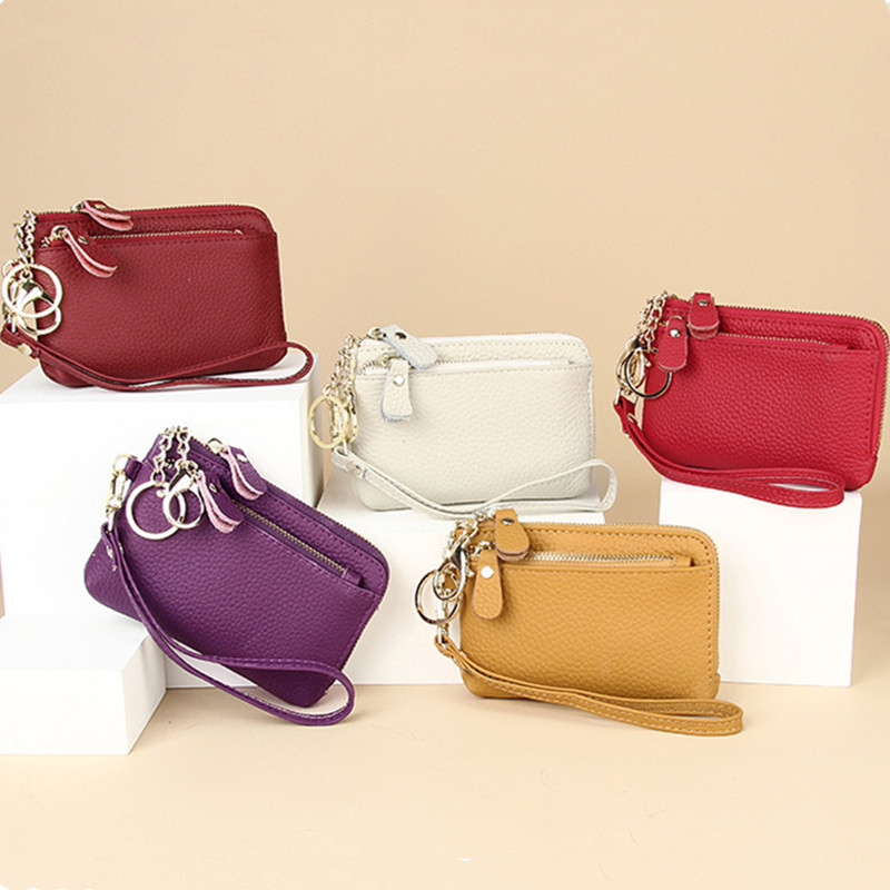 女式手拿小钱包时尚短款多功能硬币包钱袋卡包手拎真皮质感零钱包