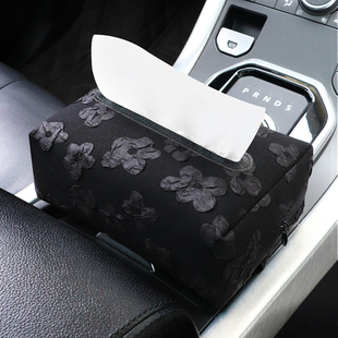 小众车载纸巾盒简约遮阳板挂式新款法式轻奢网红款扶手绑带抽纸盒