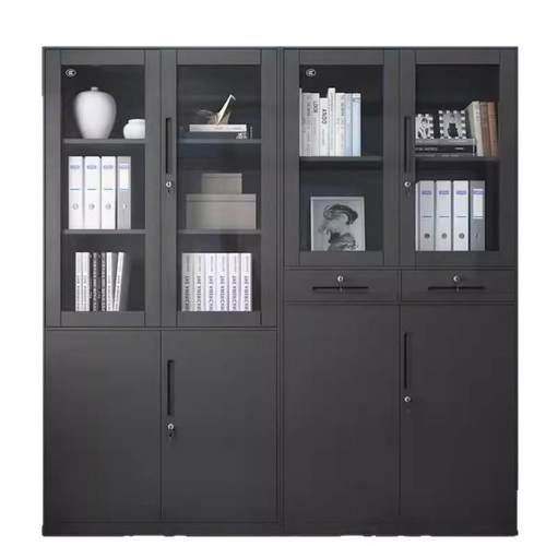 黑色高端文件柜办公室财务凭证柜员工多门更衣柜铁皮柜带锁储物柜