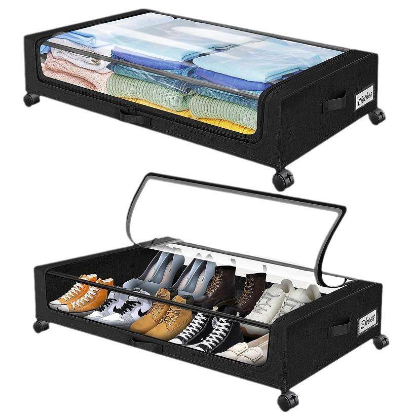 带轮子床下储物空间床储物容器鞋储物收纳袋透明窗口标签金属抽屉,收纳整理,收纳箱,淘宝优惠券,粉丝福利购,淘宝优惠卷