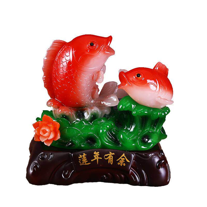 莲年有余中式家居摆件树脂工艺大号客厅新房新居乔迁新年送礼装饰