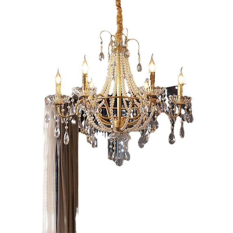 法式水晶珍珠吊灯美式中古别墅客厅餐厅卧室复式楼酒店新款餐厅灯,家装灯饰光源,智能吊灯,淘宝优惠券,粉丝福利购,淘宝优惠卷