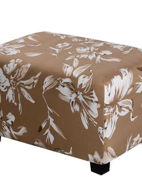 美式百合花ottoman长方形矮凳套简约全包万能沙发客厅防尘罩