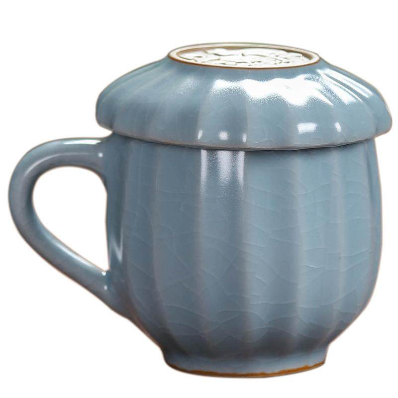高档钧窑陶瓷杯带盖带过滤带手柄家用个人茶杯办公杯节日礼品,餐饮具,马克杯,淘宝优惠券,粉丝福利购,淘宝优惠卷