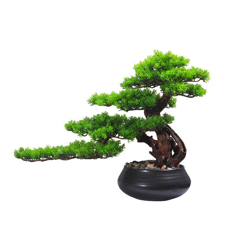 仿真迎客松办公室松树盆景家居客厅玄关绿植假树展厅造景装饰摆件