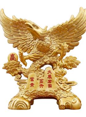 中式大展宏图老鹰摆件办公室桌面摆件客厅酒柜家居装饰树脂工艺品