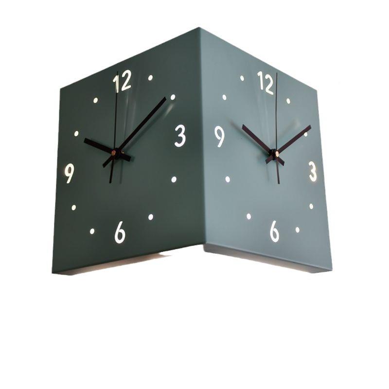 Is风GSN转角钟挂钟钟客厅创意简约代挂免n打孔时尚方现形钟墙角挂