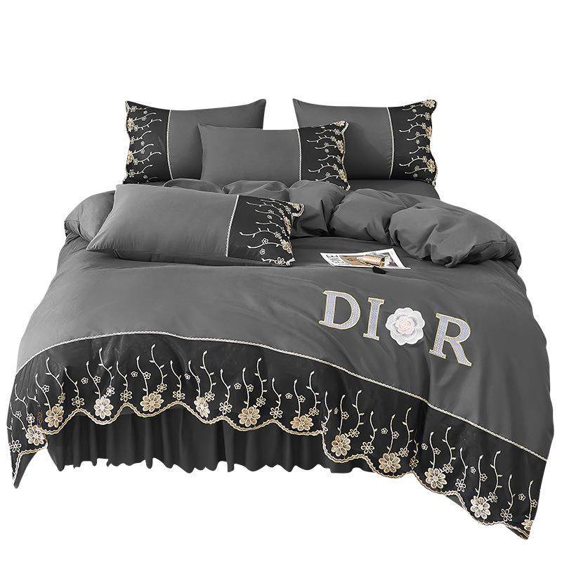 轻奢欧式磨毛刺绣蕾丝床罩四件套纯色床裙4件套,床上用品,床品套件/四件套/多件套,淘宝优惠券,粉丝福利购,淘宝优惠卷