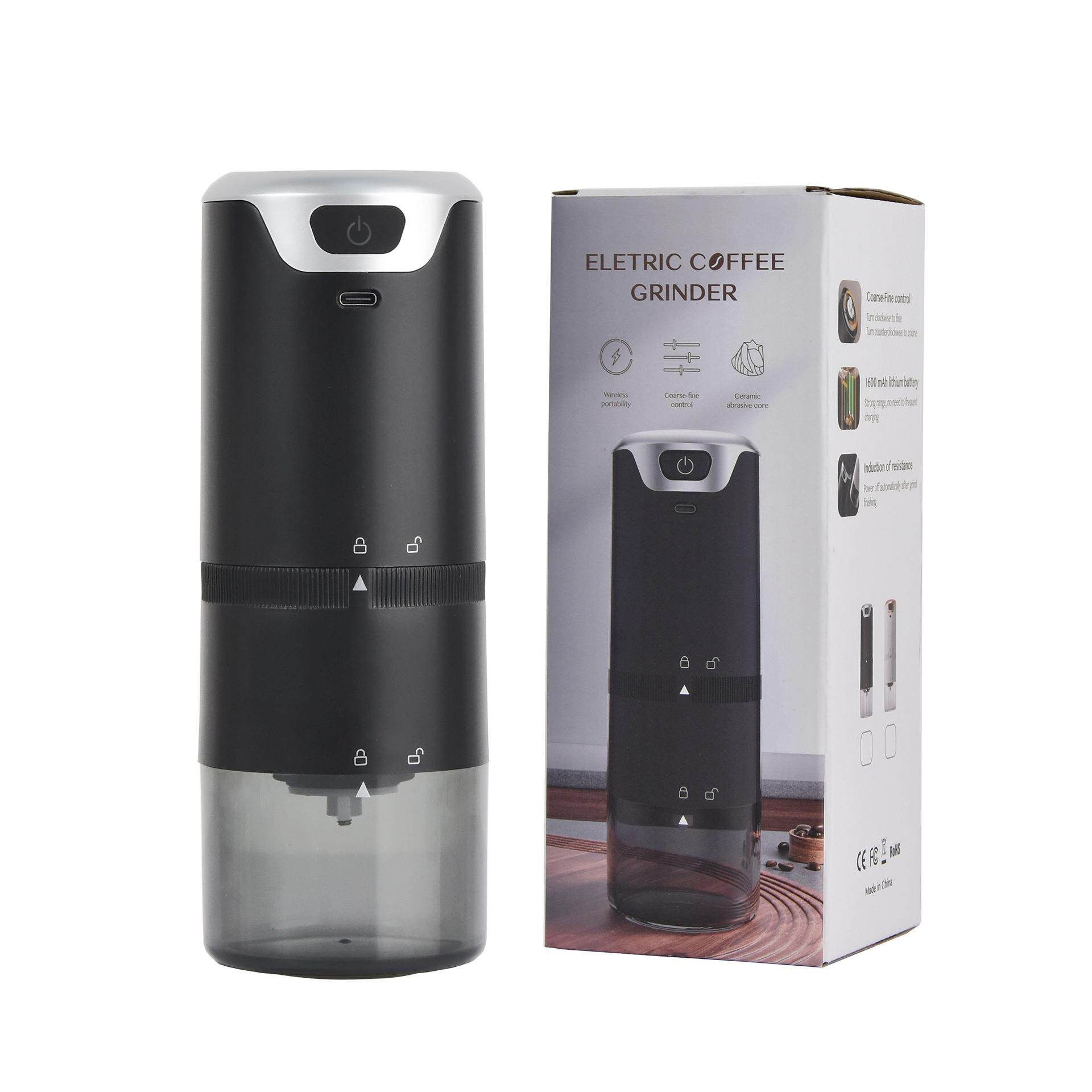 工厂现货电动咖啡磨豆机研磨器可拆卸充电款自动咖啡压粉器