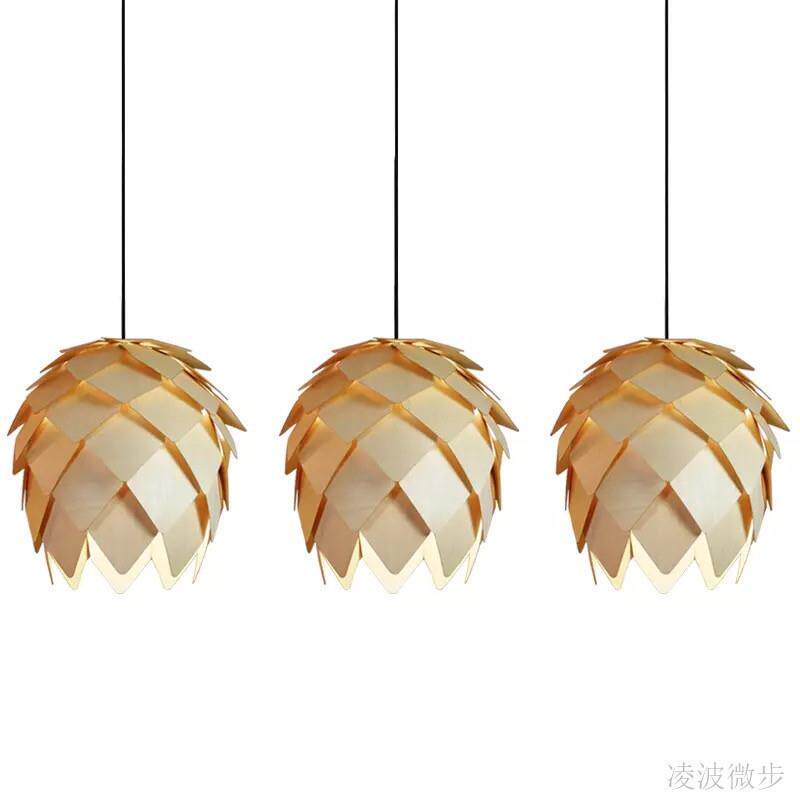 东南亚木艺吊灯创意餐厅吧台茶馆火锅店灯鸟笼片松果异形