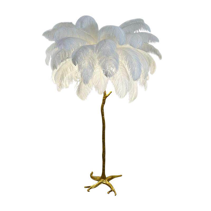 LED卧室床头羽毛灯具全铜体灯落地灯ins风北欧客厅餐厅网红氛围灯