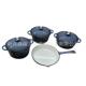 珐琅铸铁不粘锅具套装 平底煎锅搪瓷汤锅7件套珐琅铸铁锅礼品现货