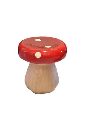 换鞋凳小凳子小蘑菇矮款茶几凳客厅落地摆件卧室床头树脂工艺品