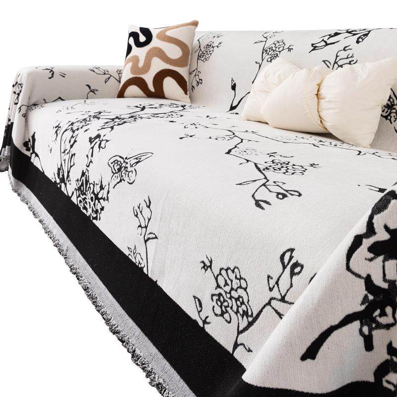 中式古典高级感雪尼尔沙发巾四季通用轻奢风沙发盖布防滑耐脏盖巾