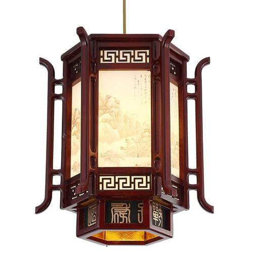 中式餐厅工程吊灯六角复仿古别墅饭店楼梯过道创意个性小灯笼宫灯