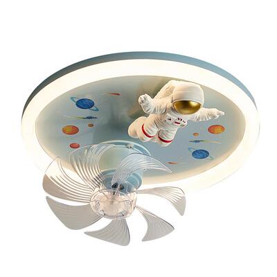 男孩卧室吸顶风扇灯变频摇头全光谱护眼LED儿童房宇航员智能灯具