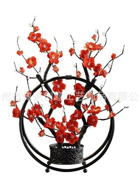 新中式仿真梅花摆件铁艺软装饰品禅意客厅书房办公室玄关创意腊梅