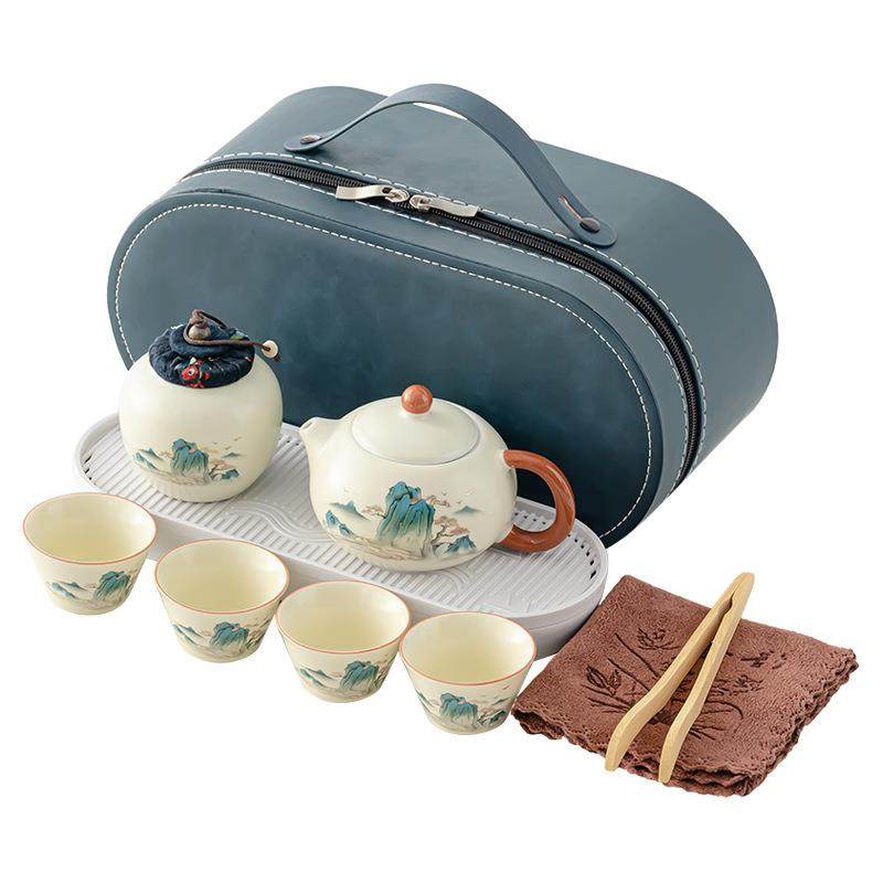 旅行茶具套装陶瓷快客杯便携一壶二杯公司商务礼品节定制logo,餐饮具,旅行茶具,淘宝优惠券,粉丝福利购,淘宝优惠卷