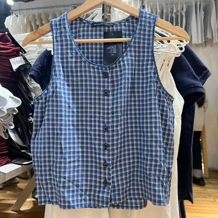 Hollister春秋小海鸥女装格纹吊带背心内搭外穿排扣休闲短款上衣