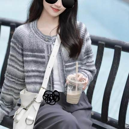 Hollister法式小香风长袖上衣小海鸥单排扣毛衣针织衫开衫外套女