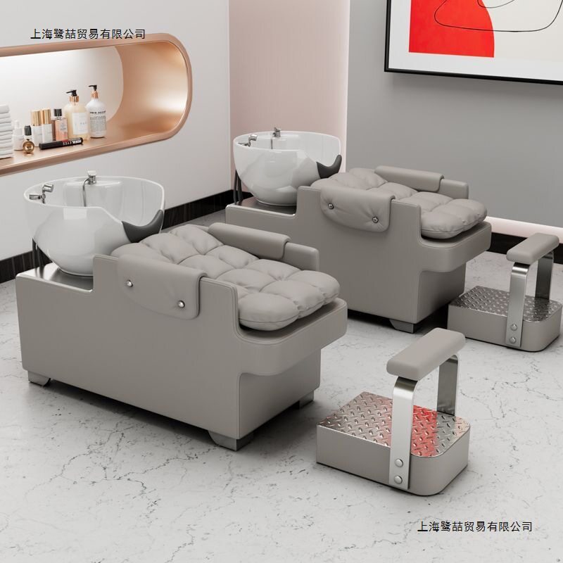 工厂直销陶瓷理发店洗头床半躺式冲水床美发店床网红款高档洗头床