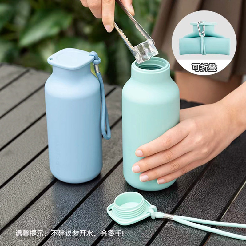 新品创意硅胶折叠水杯户外便携可伸缩水杯运动水壶旅行水杯随手杯