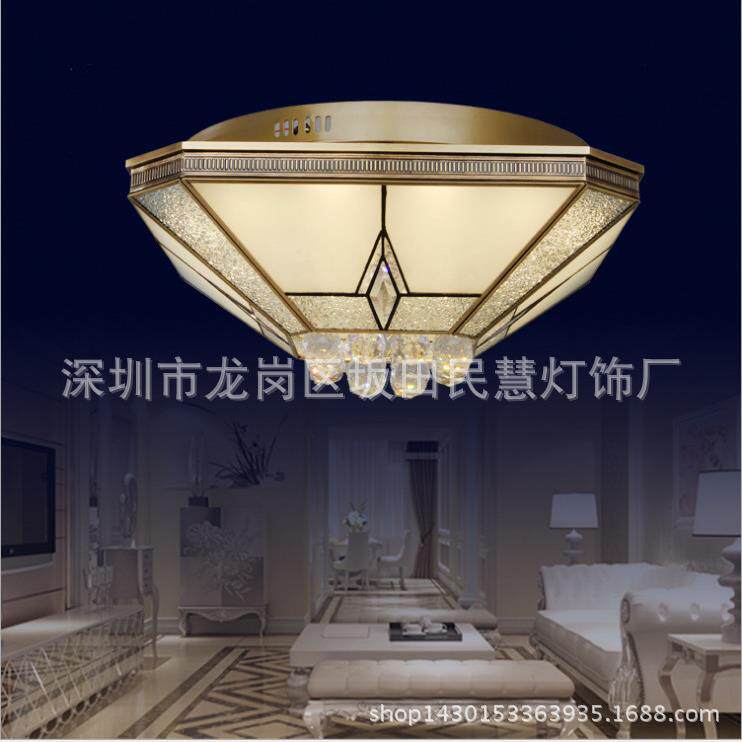 供应LED全铜焊锡灯欧式全铜吸顶灯全铜玻璃吸顶灯